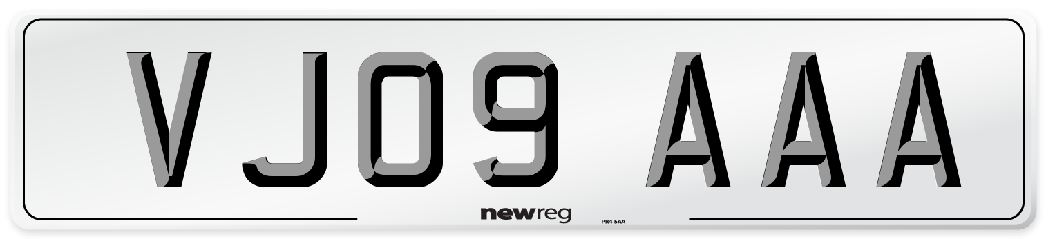 VJ09 AAA Number Plate from New Reg